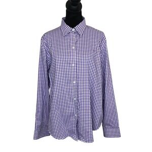 Lauren Ralph Lauren Long Sleeve Cotton Button Down Purple White Check Women's XL